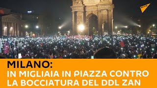 #Milano: in migliaia in piazza contro la bocciatura del ddl #Zan