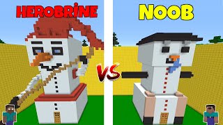 NOOB VS HEROBRİNE (Kardan Adam Evi) - Minecraft