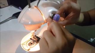 How to use mini sewing machine how to unite the upper thread with the bobbin thread