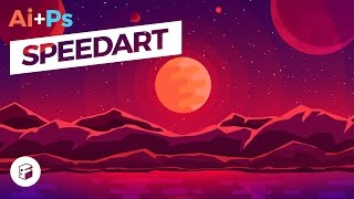 Fantasy Planet - Flat Design Illustration // Illustrator+Photoshop SpeedArt