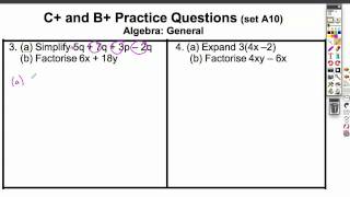 GCSE Grade C+ A10 Algebra General