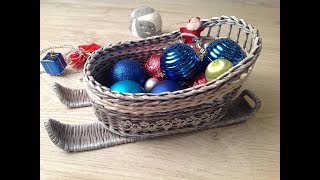 #8 Санки из газет Мастер-класс от А до Я  DIY Newspaper Sledge Weaving Tutorial. ENGLISH SUBTITLES.