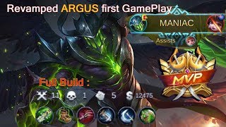 New Revamped Argus first GamePlay - Argus maniac - Argus Full Build - Mobile Legends