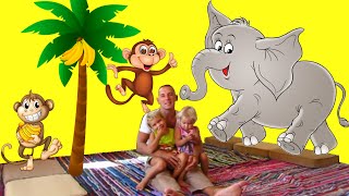 СЛОН И ОБЕЗЬЯНКИ игры для детей Зарядка Игро-Утро ELEPHANT and MONKEYS activities for kids