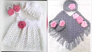 Top 50 Best Crocheted New Born Baby Frocks/ Wool Dress Crocheted Baby Shoes/Cap/Poncho collection