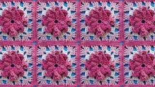 Мотив с цветком Урок 319 Сrochet flower motive Вязание крючком
