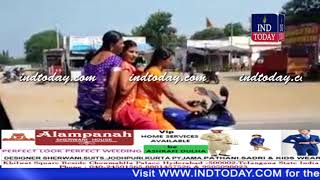 GES 2017: Must Watch Women in Saree TRIPLE Riding R15 YAMAHA bike