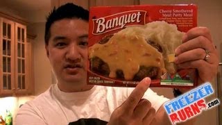 Banquet Cheesy Smothered Meat Patty Meal Video Review: Freezerburns (Ep66)