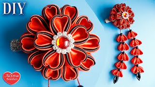 Заколка Сидаре Канзаши " Праздник Любви " / Hairpin Sidare kanzashi " The Holiday of Love " Diy