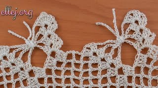 ♦ Кайма с бабочками крючком • Ажурная обвязка края • ellej