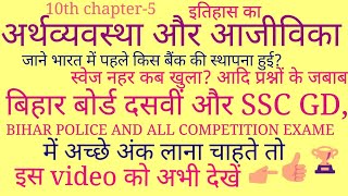 बिहार बोर्ड दसवीं इतिहास के अभ्यास-5(अर्थ-व्यवस्था और आजीविका) का VVI OBJECTIVES