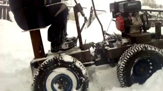 Минитрактор переломка испытание на снегу часть 2