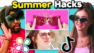 Adults React To And Try Summer Hacks | Do They Work? (5 Minute Crafts, Troom Troom, TikTok)