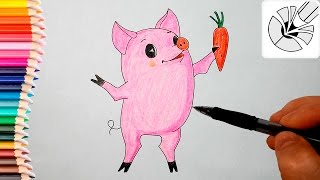 Как нарисовать поросенка Чуню карандашом - Рисование и раскраска для детей