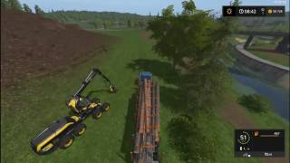 Farming Simulator 2017. Мод прицеп с автопогрузкой для бревен.