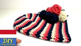 Merajut topi dingin style long beanie tutorial - how to crochet a simple beanie