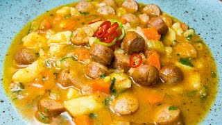 Простой ужин. Большое блюдо для всей семьи. Сосиски. Соте.