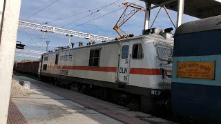 Brand new Kanpur wap7 37196 departs GKP with 15203 BJU-LJN Express.