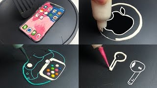 Apple Products Pancake Art: iPhone X, Apple Watch, AirPods, Logo