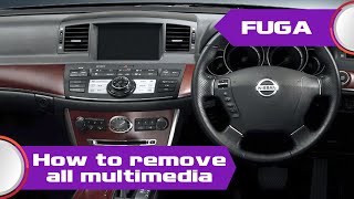 Nissan Fuga (2004-2009) - разбор торпеды для установки 08It Сlarion от Xanavi.ru