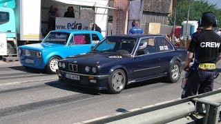 BMW 320i E30 2.8T vs VAZ 2101 4G63T 1/8 mile drag race