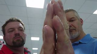 Comparing hands. Me, Jedd Johnson, and Laine Snook