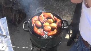 Smoked Chicken Quarters with Frog Bone Bayou Glaze