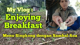 MY BREAKFAST, EATING CASSAVA. SARAPAN SINGKONG REBUS.