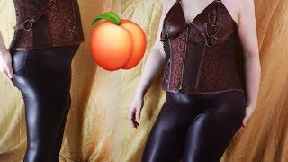 Faux Leather Leggings + Steampunk Corset {Plus Size Tgirl/Crossdresser)