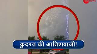 Morning breaking: Lightning strikes Texas sky while fireworks were in display