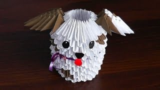 Модульное оригами собака (собачка, щенок) схема сборки