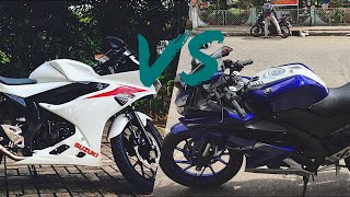 Yamaha R15 V3 vs Suzuki GSX R150 Drag Race | SuperBikes Channel