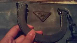 [SistadotLOL] PREOWNED Authentic Prada Bauletto I Glace'calf Avio Tu handbag with strap.