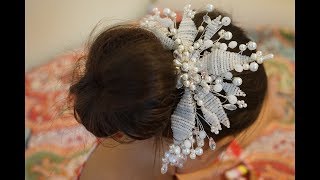 DIY Wedding Hair Comb/Свадебный гребень из бисера