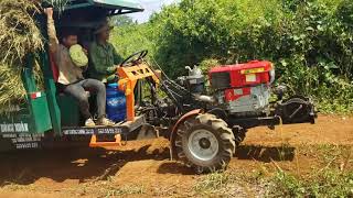Xe công nông vô lăng câu đẩy của gara đông xuân chở lúa lên dốc quá khỏe