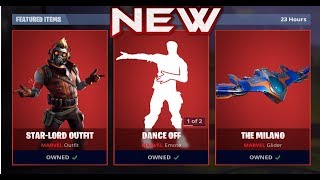 FORTNITE - NEW MARVEL OUTFIT STAR-LORD SKIN - GUARDIAN AXE - DANCE OFF EMOTE - MILANO GLIDER