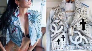Джинсвоые женские жилетки и жилеты с шипами