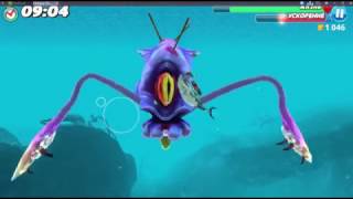 Boss battle гигантский кальмар vs Акула зомби. Hungry shark. Giant squid