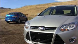 2012 Ford Focus versus Mazda 3 Mashup Review & 0-60 MPH Test