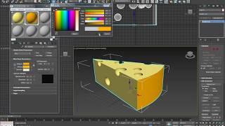 3d max Как нарисовать кусочек сыра с дырками. Spline. Bevel. Boolean