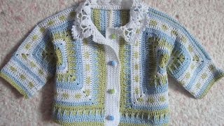 Детская кофточка Часть 1 Children's zip jacket Crochet Part 1
