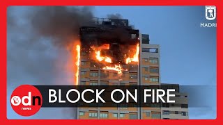 Huge Fire Rips Through Madrid Apartment Block
