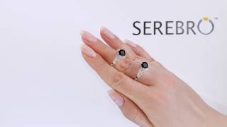 Серьги серебряные с черным фианитом "Сальвадор" ПДС70ЦЧ