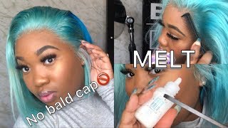 NO BALD CAP | Ice BLUE wig install | ULTIMATE MELT | DETAILED | HAIRBYERICKAJ.COM