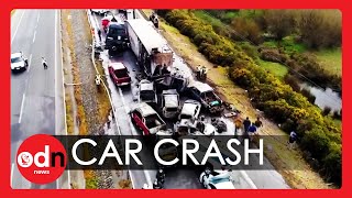 Drone Footage Shows Huge 20-Car Collision in Chile