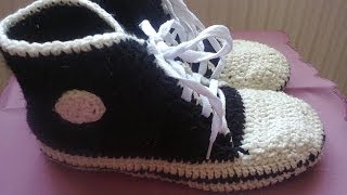 Кеды вязаные крючком. Ч.1.  Sneakers crochet. P.1.