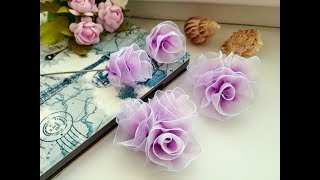 Воздушные розочки из органзы 2,5см. Новый способ/ DIY Organza Roses