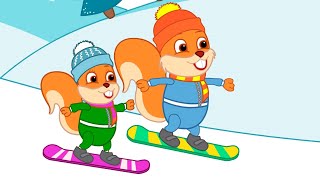 Famille d'Écureuil - Toboggan Géant Pour Snowboarder Animé 2023 en Français