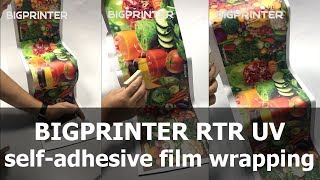 Curved surface wrapping with UV printed self-adhesive vinyl