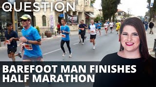 Barefoot man finishes half marathon, breaks Guinness record
